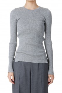 SUPER FINE WOOL HIGH GAUGE RIB KNIT P/O -Top Gray (#A24AP04HW)