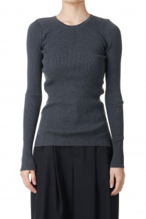 SUPER FINE WOOL HIGH GAUGE RIB KNIT P/O -Top Charcoal (#A24AP04HW)