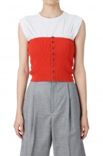 SUPER FINE WOOL HIGH GAUGE RIB KNIT BANDEAU -Red (#A24AB05HW)