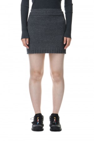 WOOL SOFT CORD KNIT MINI SKIRT -Top Charcoal (#A24AS06FL)