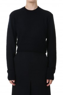 WOOL CASHMERE SILK KNIT SHORT P/O -Black (#A24AP02WC)