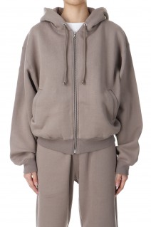 SMOOTH SOFT SWEAT ZIP PARKA -Olive Brown (#A24AP05TU)