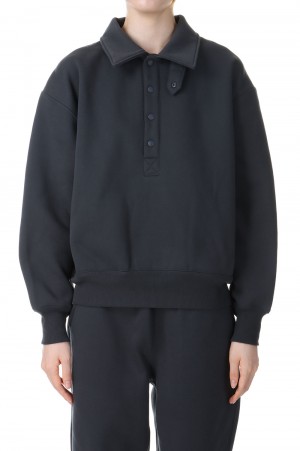 W's TECH SWEAT SNAP PULLOVER -Charcoal (BE-53024WL)