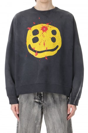 CP_CREW SWT / SMILE / BLACK(SM-YS1-0000-C06)