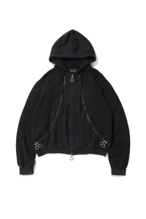 Zippers Hoodie / Washed Black