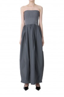 Knit Combi Bare Dress -GRAY (31241265606)