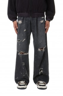Super Damage Wide Denim Pants -Black- (24AWD-8)