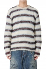 MOHAIR STRIPE PULLOVER -WINE STRIPE- (2411300603)