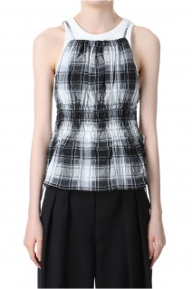 Checked Shirring Bustier -BLACK (21241315702)