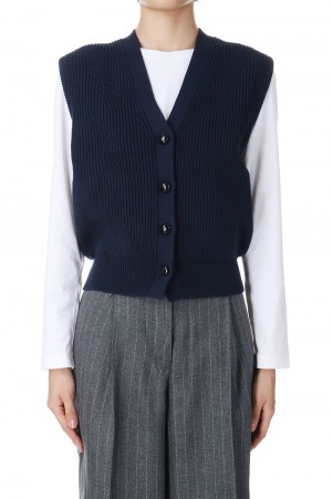 FULL CARDIGAN KNIT VEST -NAVY(24AMSNI02)