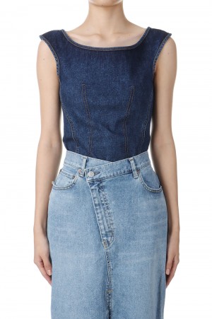 Denim Bodysuit-INDIGO(CO-24213)