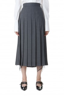 WOOL & TULLE COMBINED PLEATED SKIRT-BLACK(FTC244-0505)