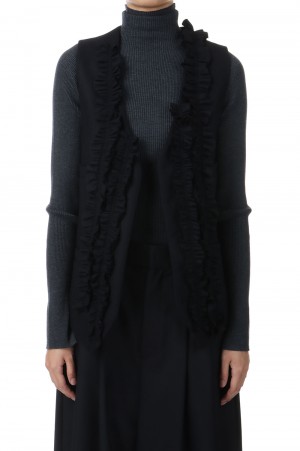 Frill Vest - Flannel-BLACK(PS1026 )
