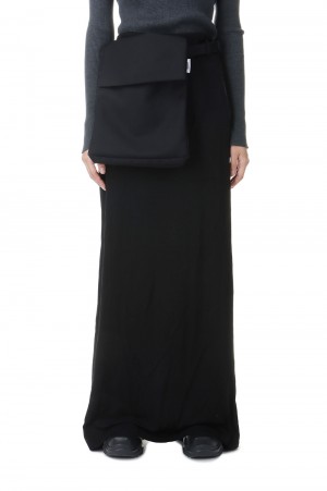 Long Front Cargo Pocket Skirt-BLACK(S2.5-0701W)