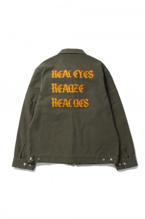 DUCK DRIZZLER JACKET W/ BACK PRINT / OLIVE (242LM-JK03)