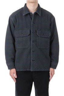 OVER DYED FLANNEL SHIRTS  / BLACK (242LM-SH02)