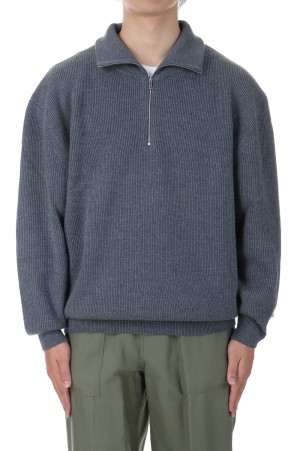 VOLUME HALF ZIP-UP KNIT - GRAY (AOEFKN006GY)