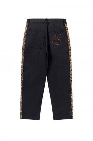 LEOPARD BORDERED WORK PANTS-BLACK(BEPFW24PA05)