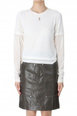 With Heart Necklace Velor Tops - WHITE (21242415206)