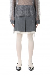 Low Waist Stitch Mini Skirt - GRAY (21242515302)
