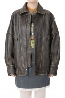 Faux Leather Oversized Blouson - BROWN (21242215801)