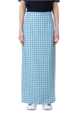 AIRY SMOOTH CASHMERE SKIRT - LIGHT BLUE GINGHAM CHECK (A25SS05CE)