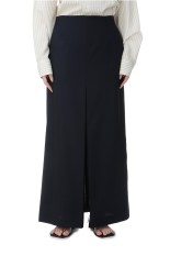 WOOL KID MOHAIR HOP SACK SLIT SKIRT - DARK NAVY (A25SS06MH)