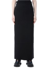 COTTON SILK STRETCH DOUBLE FACE KNIT SKIRT - BLACK (A25SS02WF)