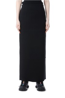 COTTON SILK STRETCH DOUBLE FACE KNIT SKIRT - BLACK (A25SS02WF)