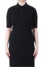 COTTON HIGH GAUGE RIB KNIT POLO - BLACK (A00P01HR)