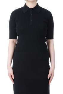 COTTON HIGH GAUGE RIB KNIT POLO - BLACK (A00P01HR)