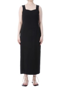 HARD TWIST COTTON LINEN GABARDINE DRESS - BLACK (A25SD01LG)