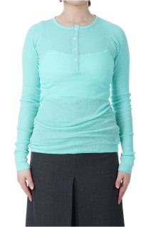 ORGANIC SOFT RIB HENLY NECK P/O - AQUA GREEN (A25SP03OT)