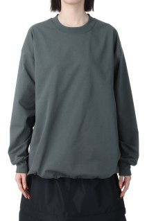 W's TECH DRAWSTRING L/S TEE - CHARCOAL (BE-40025L)