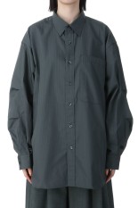 W's TECH REGULAR STRIPE SHIRT L/S - CHARCOAL (BE-81025L)