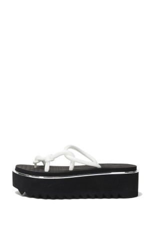 LINE SHARK SOLE PLATFORM SANDAL - WHITE-BLACK D89 (CF009AJ194)