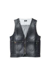 Aged Denim Vest /  / BLACK (312903)