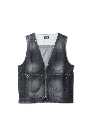 Aged Denim Vest /  / BLACK (312903)