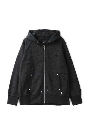Dameged Zip up Hoodie /  / BLACK (3121201)
