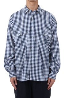 ROLL UP GINGHAM CHECK SHIRT / DARK BLUE (PC-016-3355)