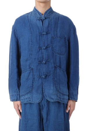 INDIGO LINEN CHINESE JACKET / BLUE (PC-021-3314)