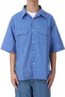 Regular Collar End On End S/S Shirt - Blue (S25SG075)