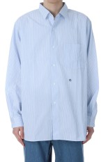 Regular Collar Stripe Wind Shirt - SAX (SUGF362)