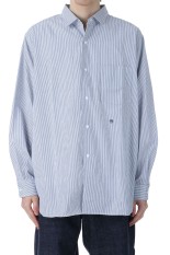 Regular Collar Stripe Wind Shirt - NAVY (SUGF362)