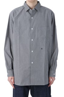 Regular Collar Gingham Check Wind Shirt - Navy (S25SG094)