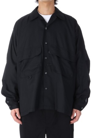 TECH SPORTS OPEN COLLAR SHIRT L/S - BLACK (BE-82025)
