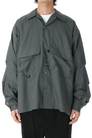 TECH SPORTS OPEN COLLAR SHIRT L/S - BLACK (BE-82025)