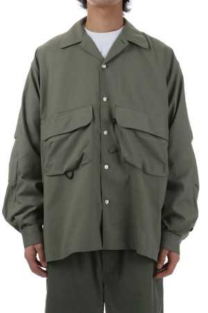 TECH SPORTS OPEN COLLAR SHIRT L/S - BLACK (BE-82025)