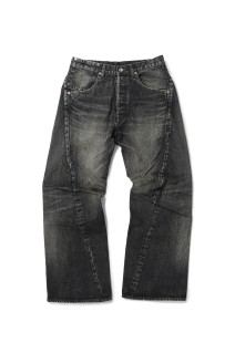 USED FINISH DENIM PANTS - BLACK (25SS12PT300)