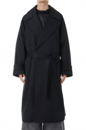 120/2/2 Suvin Cotton Gabardine Prime-Over Ulster Coat - BLACK (11242161210)